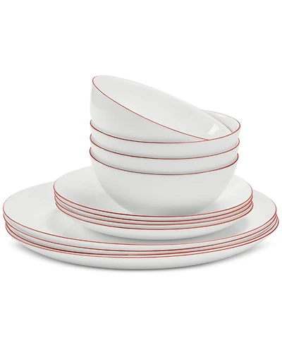 Arch Studio Opal Glass Rust Rim 12 Pc Dinnerware Set, Service for 4, Exclusively at Macy's