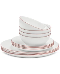 Arch Studio Opal Glass Rust Rim 12 Pc Dinnerware Set, Service for 4, Exclusively at Macy's