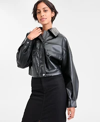 Guess Women's Flaminia Cropped Faux-Leather Jacket