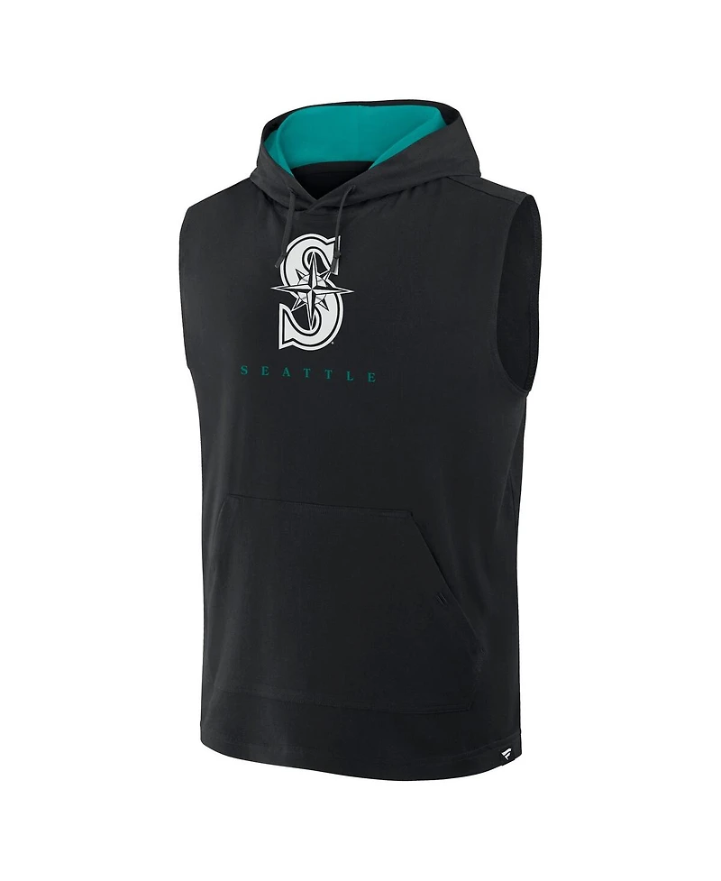 Fanatics Men's Black Seattle Mariners Fire Speed Sleeveless Pullover Hoodie