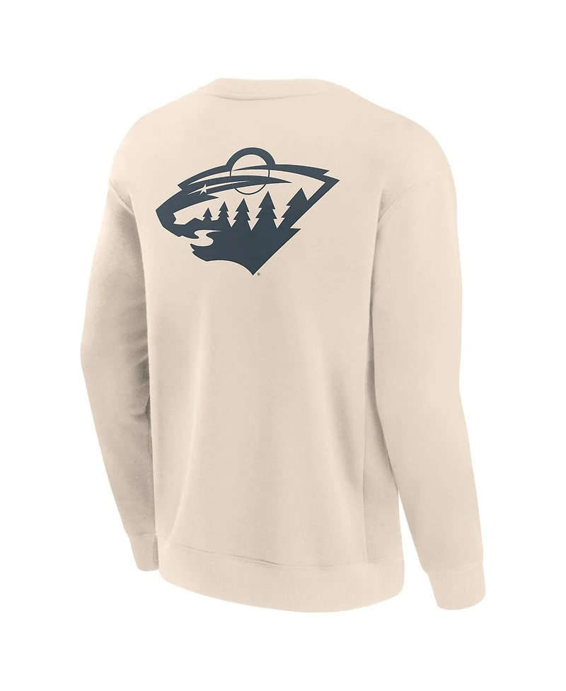 Fanatics Men's Cream Minnesota Wild Elements Future Ground Lettering Pullover Sweatshirt