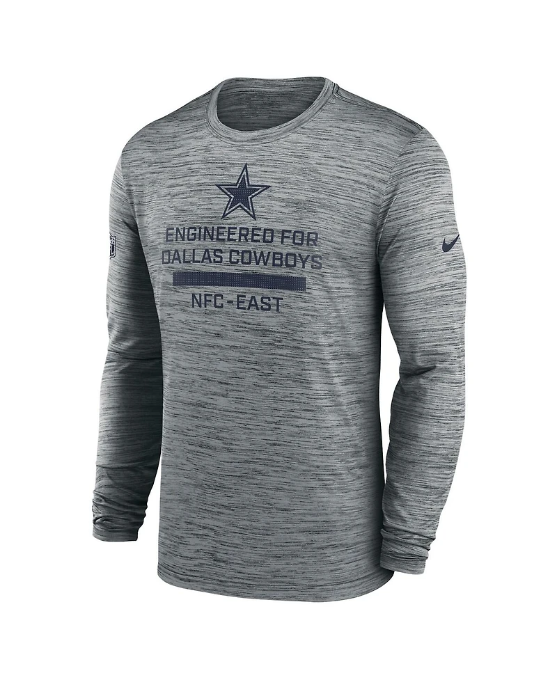 Nike Men's Gray Dallas Cowboys Sideline Velocity Performance Long Sleeve T-Shirt