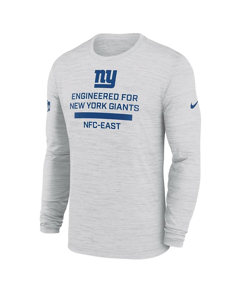 Nike Men's Ash New York Giants Sideline Velocity Performance Long Sleeve T-Shirt