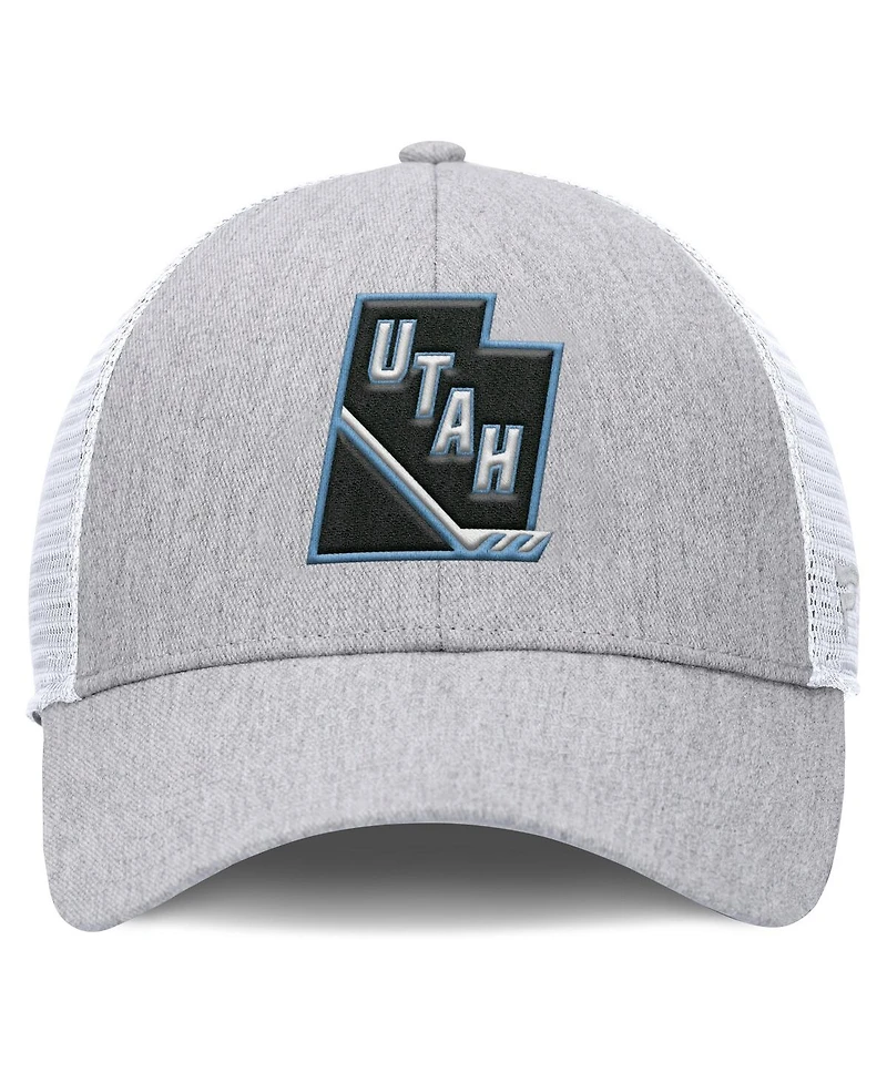 Fanatics Men's Gray/White Utah Mammoth Utah Badge Trucker Adjustable Hat