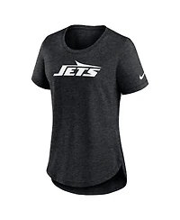 Nike Women's Heather Black New York Jets Tri-Blend Fashion T-Shirt