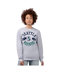G-iii 4Her by Carl Banks Women's Heather Gray Seattle Mariners Team Logo Fleece Pullover Sweatshirt