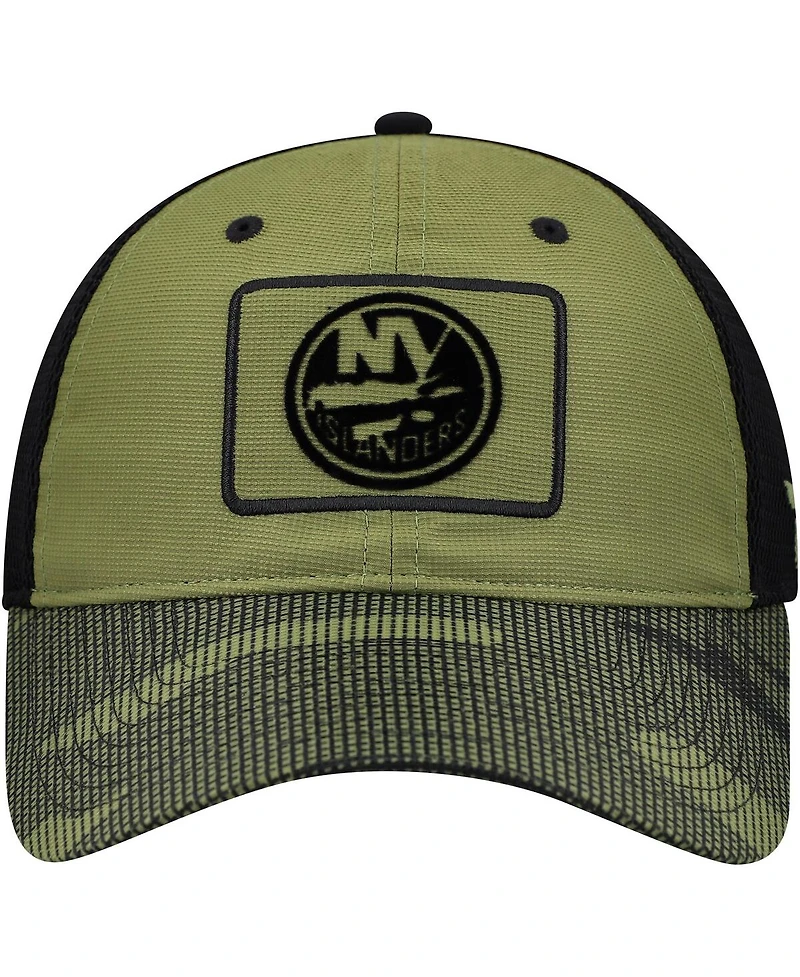 Fanatics Men's Olive New York Islanders Military Appreciation Trucker Adjustable Hat