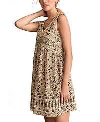 Lucky Brand Women's Cotton Floral V-Neck Mini Dress