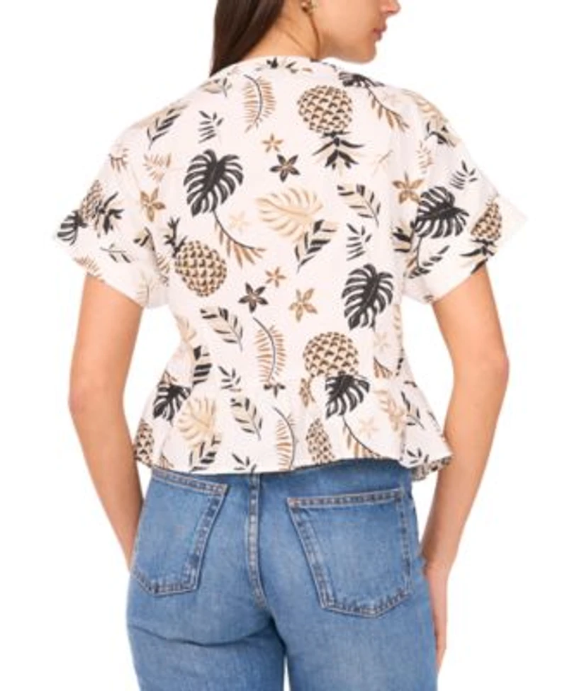 Sam Jess Womens Printed Cotton Peplum Shirt Pant