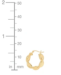 Polished Twisted Small Hoop Earrings in 14k Gold, 0.87"