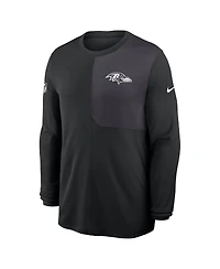 Nike Men's Black Baltimore Ravens Sideline Coach Uv Performance Long Sleeve T-Shirt