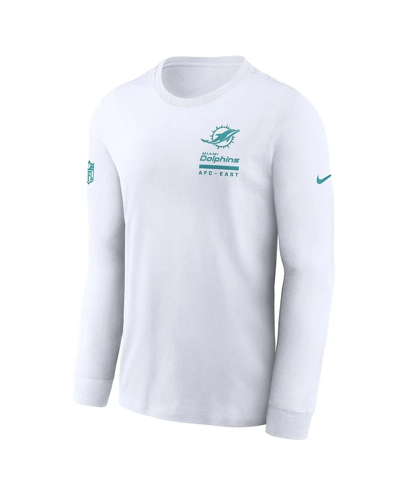 Nike Men's White Miami Dolphins Sideline Performance Long Sleeve T-Shirt