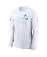 Nike Men's White Miami Dolphins Sideline Performance Long Sleeve T-Shirt