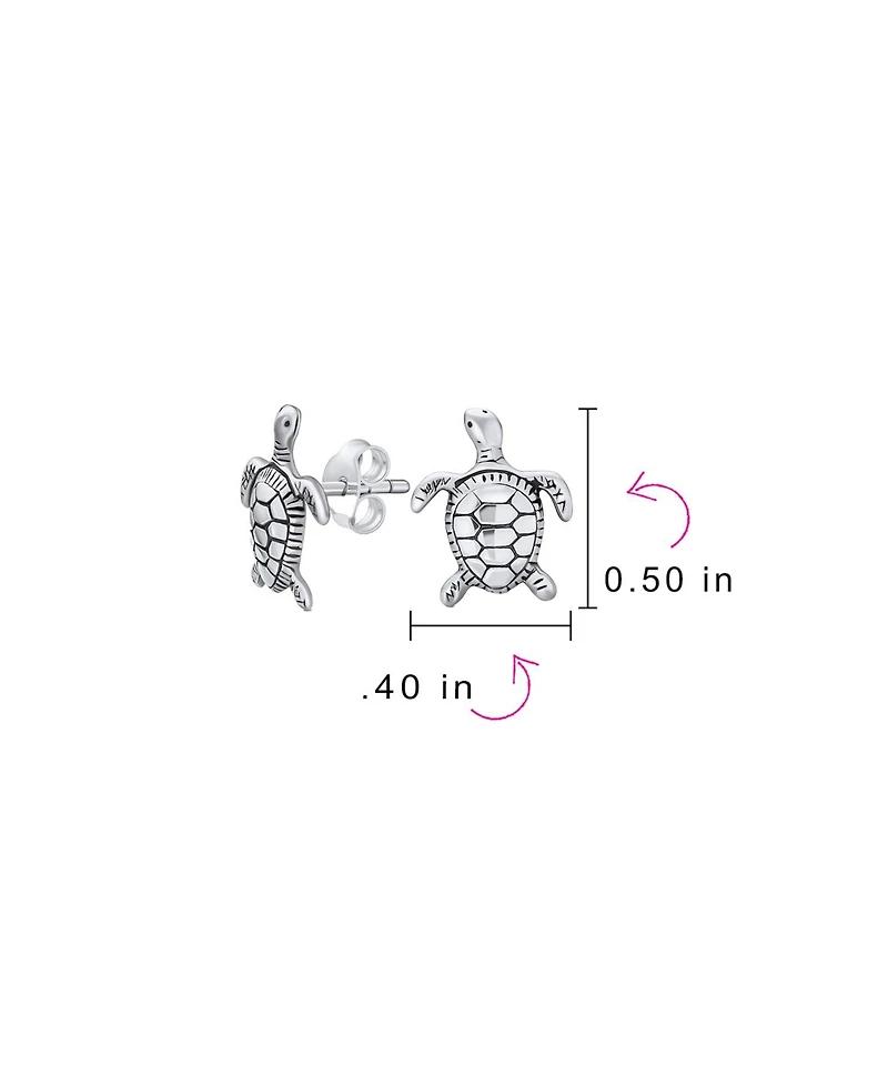 Bling Jewelry Hawaiian Sea Tortoise Beach Turtle Stud Earrings in Sterling Silver