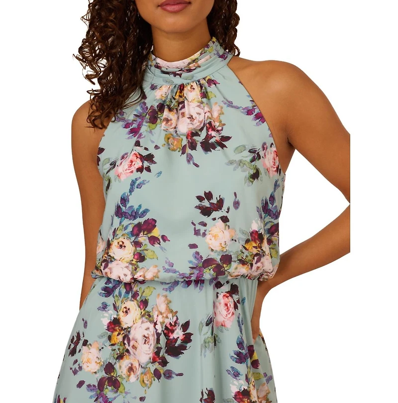 Adrianna Papell Women's Halter Chiffon Midi Dress
