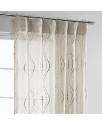 Half Price Drapes Suez Natural Embroidered Striped Patterned Faux Linen Sheer Curtain