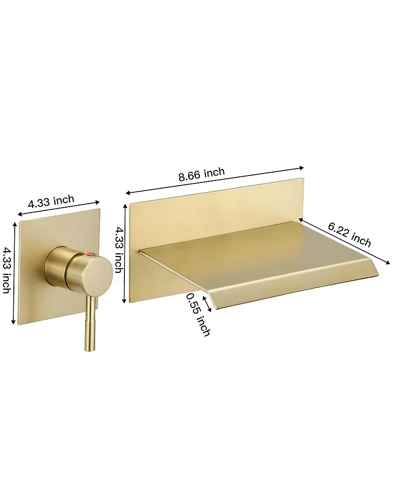 Single Handle Wall Mount Spout Waterfall Bathroom Faucet Brushed Nickel