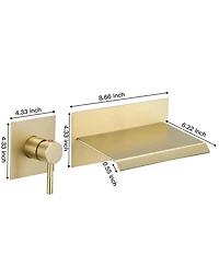 Single Handle Wall Mount Spout Waterfall Bathroom Faucet Brushed Nickel