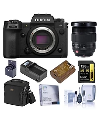 Fujifilm X-H2S Mirrorless Camera with Xf 16-55mm f/2.8 R Lm Wr Lens, Black, Bundle with 128GB Memory Card, Shoulder Bag, Extra Battery, Charger, Scree