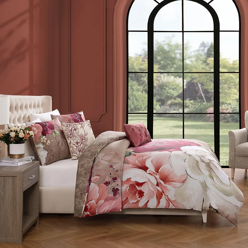 Bebejan Florence Bedding 220 Thread Count 100% Cotton 5 Piece Queen Size Reversible Comforter Set