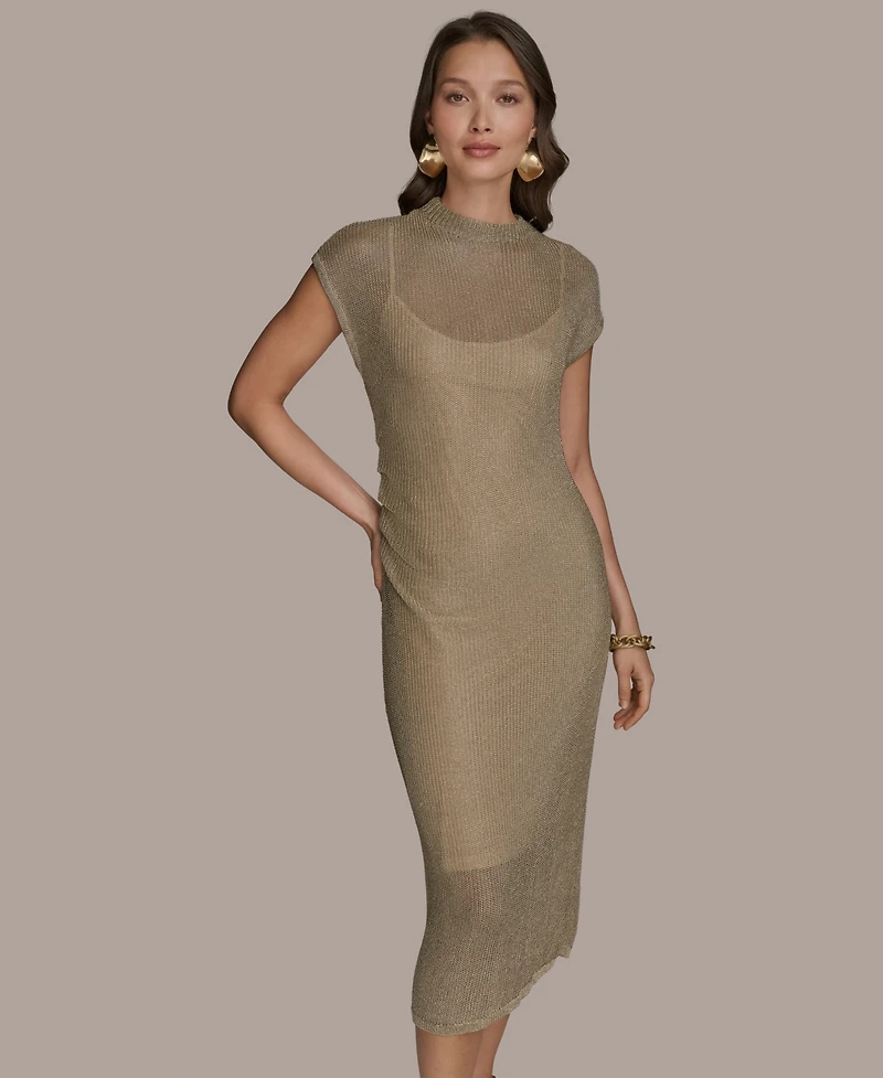 Donna Karan New York Women's Mock-Neck Midi Sweater Dress