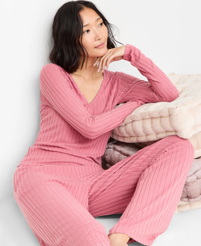 State of Day Women's Soft Rib-Knit Pajama Set, Xs-3X, Macy's Exclusive