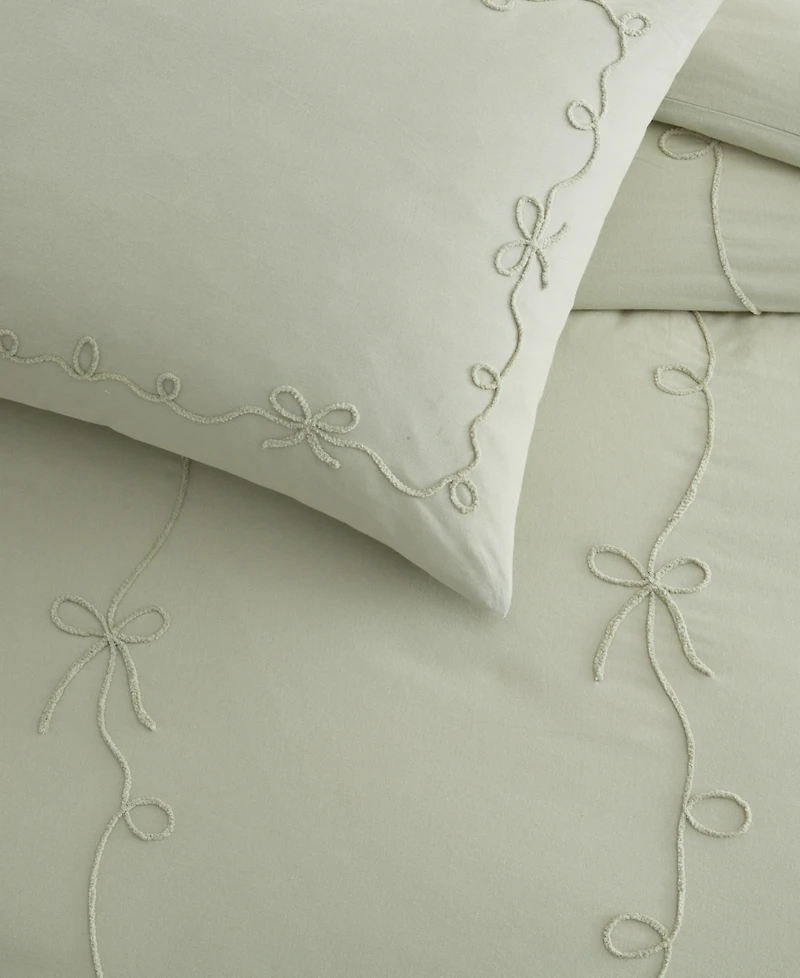 Peri Home Sasha Bows Embroidered 3-Pc. Duvet Cover Set, Full/Queen