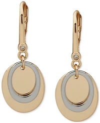 Dkny Two-Tone Oval Shaky Crystal Faceted Drop Earrings