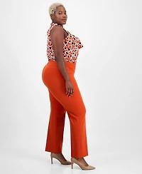 Tahari Asl Plus Mid-Rise Bell-Bottom Pants