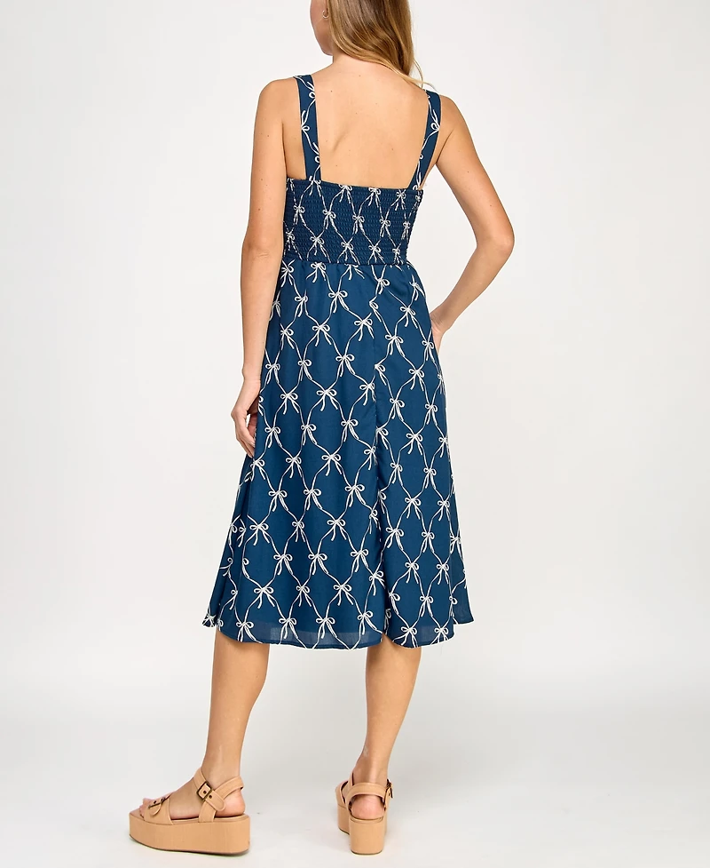 Crystal Doll Juniors' Printed Sleeveless Midi Dress
