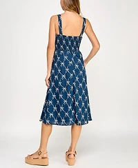 Crystal Doll Juniors' Printed Sleeveless Midi Dress