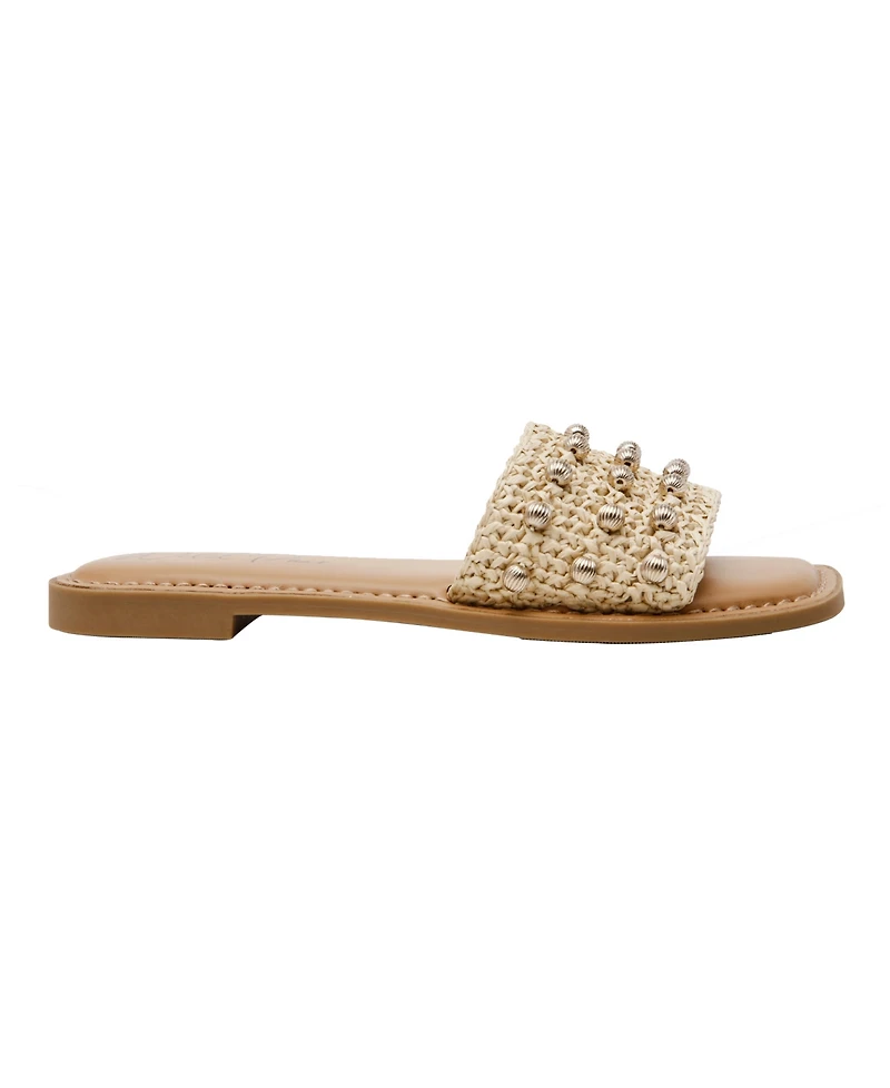 Wild Pair Women's Grettaa Embellished Flat Slide Sandals, Exclusively at Macy's