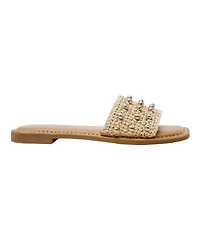Wild Pair Women's Grettaa Embellished Flat Slide Sandals, Exclusively at Macy's
