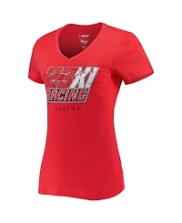 G-iii 4Her by Carl Banks Women's Red 23Xi Racing Bump Run V-Neck T-Shirt