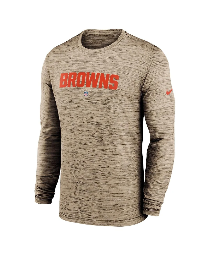 Nike Men's Brown Cleveland Browns Sideline Team Velocity Performance Long Sleeve T-Shirt