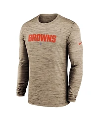 Nike Men's Brown Cleveland Browns Sideline Team Velocity Performance Long Sleeve T-Shirt