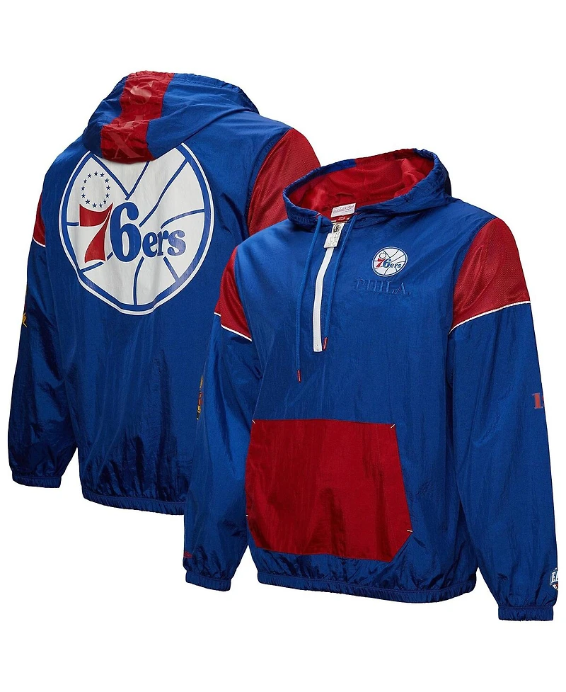 Mitchell & Ness Men's and Women's Royal Philadelphia 76ers Hardwood Classics Team Og 3.0 Anorak Half-Zip Windbreaker Jacket