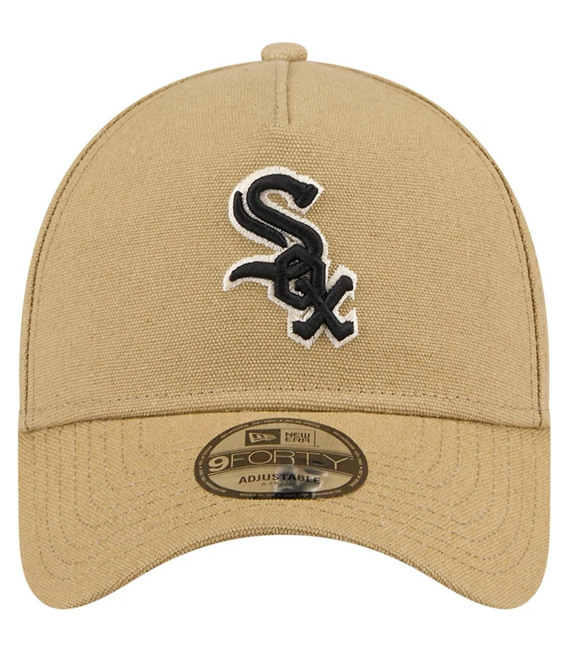 New Era Men's Khaki Chicago White Sox Logo Essentials 9FORTY A-Frame Adjustable Hat