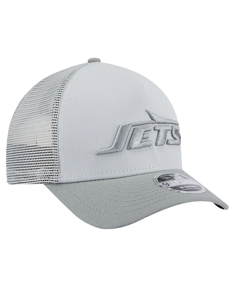 New Era Men's Gray New York Jets Domain A-Frame Trucker 9FORTY Adjustable Hat