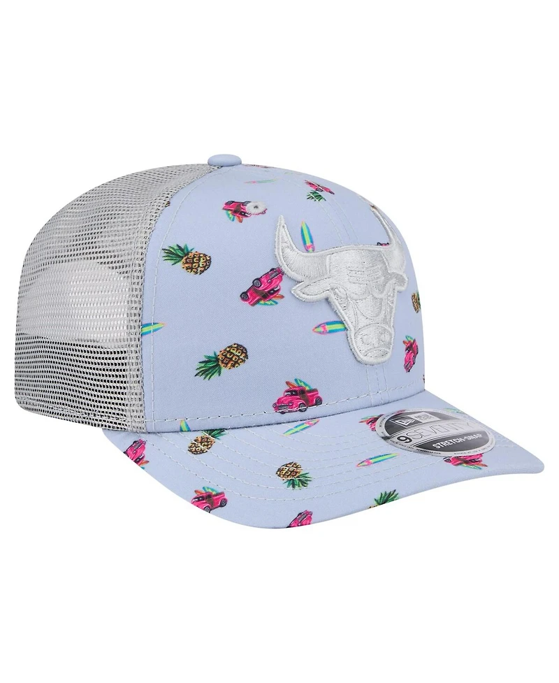 New Era Men's Light Blue/Gray Chicago Bulls Adventure Aloha Pattern 9SEVENTY Stretch-Snap Hat