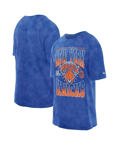 New Era Men's Blue York Knicks Old School Sport Vintage Wash T-Shirt