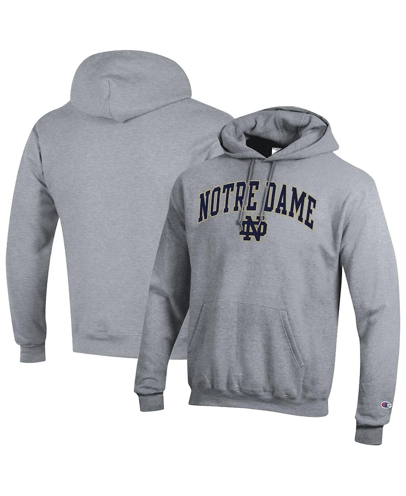 Champion Men's Heather Gray Notre Dame Fighting Irish Arched Logo Fleece Pullover Hoodie Sweatshirt
