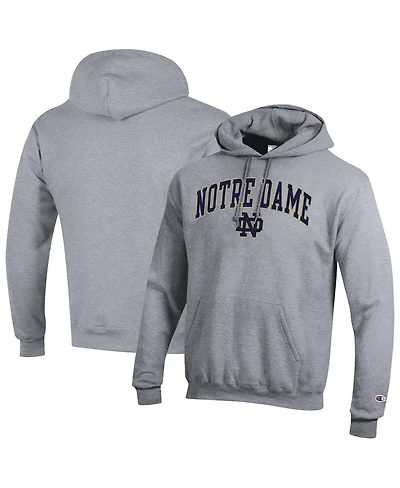 Champion Men's Heather Gray Notre Dame Fighting Irish Arched Logo Fleece Pullover Hoodie Sweatshirt