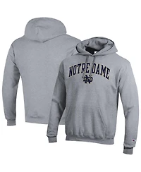 Champion Men's Heather Gray Notre Dame Fighting Irish Arched Logo Fleece Pullover Hoodie Sweatshirt