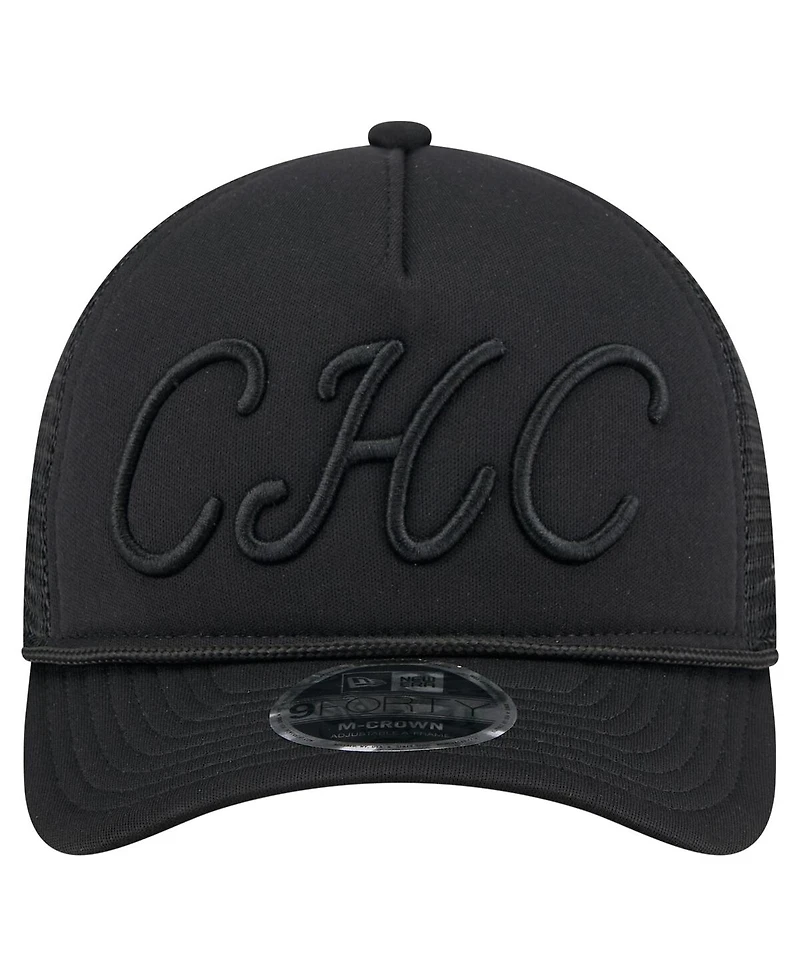 New Era Men's Black Chicago Cubs City Initial 9FORTY A-Frame M-Crown Adjustable Trucker Hat