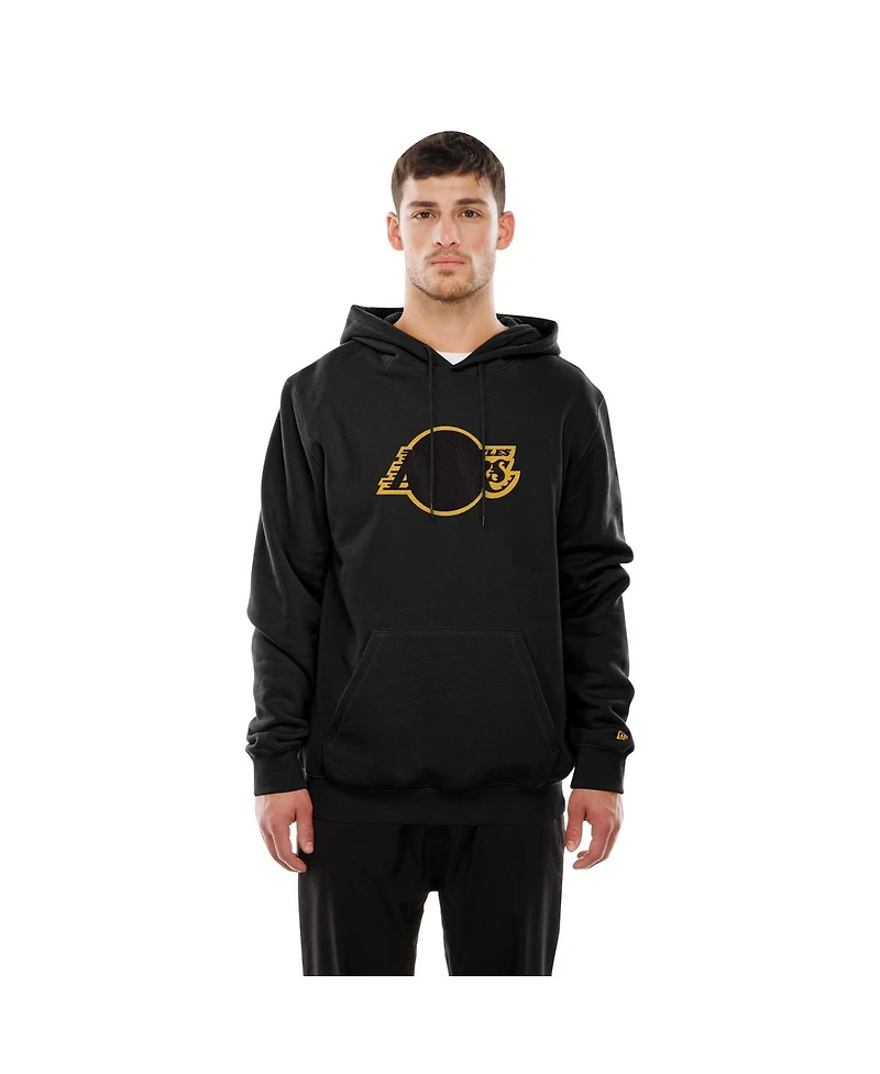 New Era Men's Black Los Angeles Lakers Tonal Color Pop Premium Pullover Hoodie