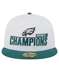 New Era Men's White/Midnight Green Philadelphia Eagles Super Bowl Lix Champions 59FIFTY Fitted Hat