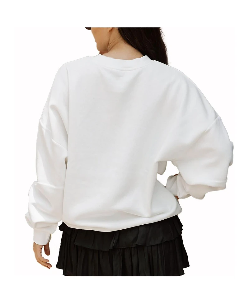 Gameday Couture Women's White New England Revolution Crewneck Drop Shoulder Sweatshirt