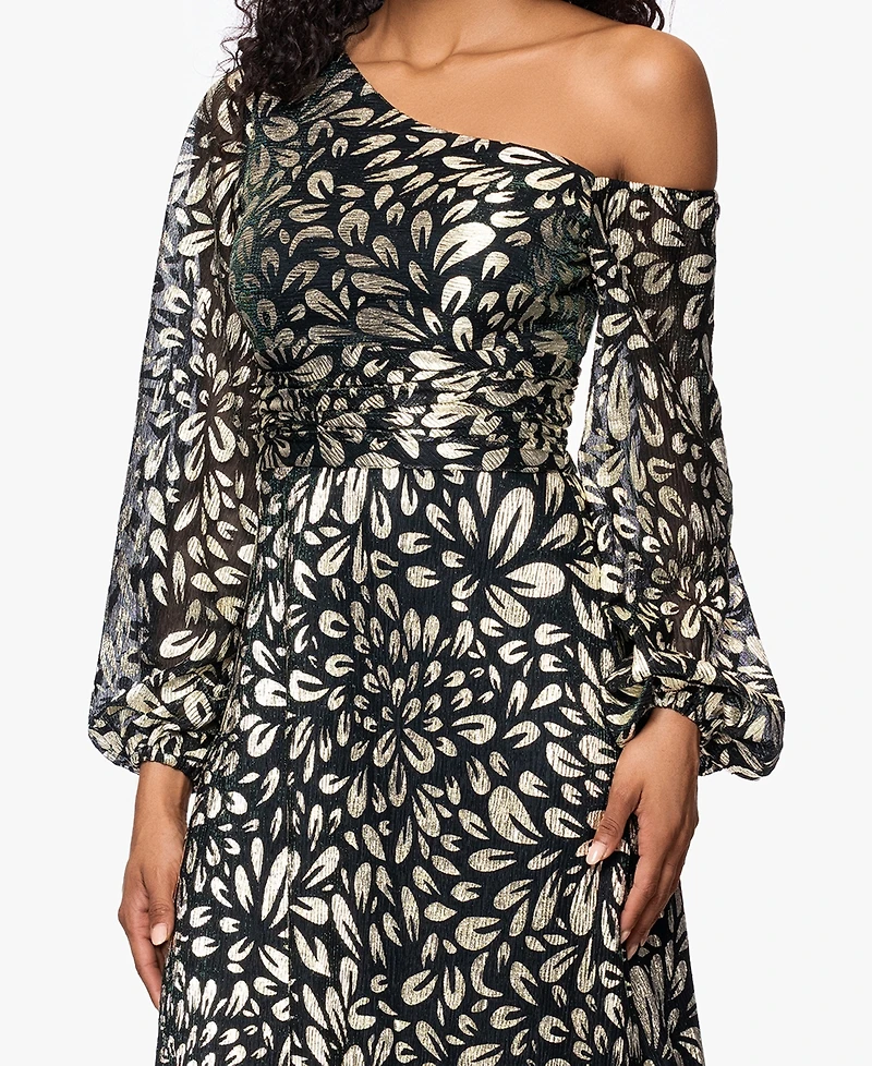 B&A By Betsy and Adam Petites Metallic Printed Long Dress