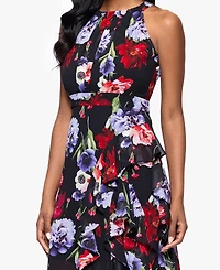 B&A By Betsy and Adam Petites Printed Long Halter Dress